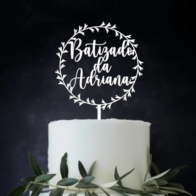 Topo Bolo Batismo Moldura Acrílico