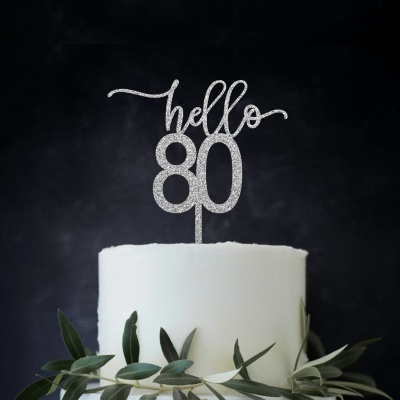 Topo Bolo Hello 80 Acrilico Glitter