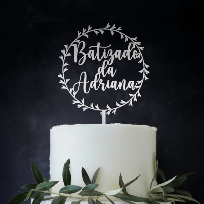 Topo Bolo Batismo Moldura Acrílico