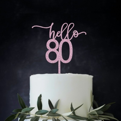 Topo Bolo Hello 80 Acrilico Glitter