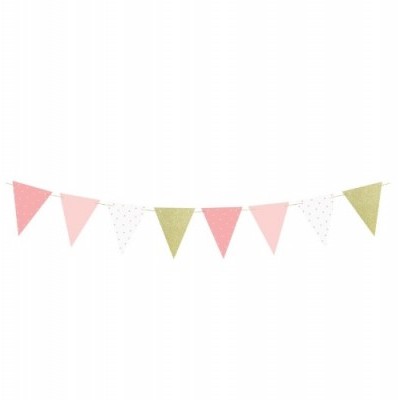 Bandeirolas Rosa e Dourado