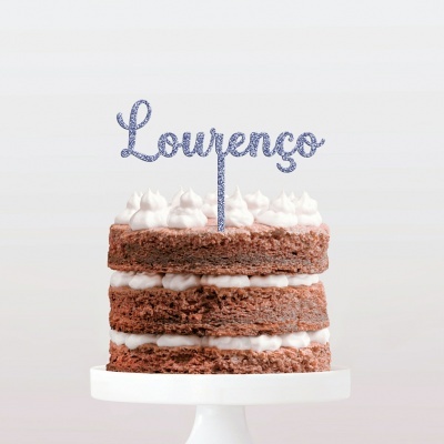 Topo Bolo Acrilico Letra 3 Glitter