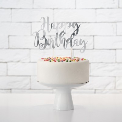 Topo Bolo Happy Birthday Prateado