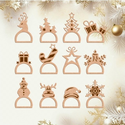 Argolas de Guardanapo Natal MDF Natural