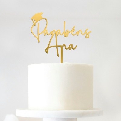 Topo Bolo Acrilico Parabéns Finalista