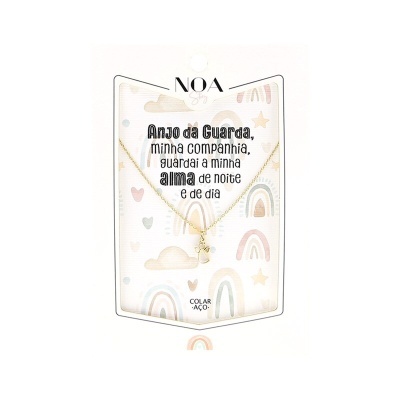 Colar em Aço Dourado Oração Anjo da Guarda