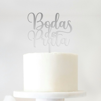 Topo Bolo Bodas de Prata Simples