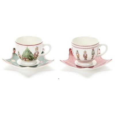 Christmas Carol Conj. 2 Chávenas e Pires Café em Estrela Verde