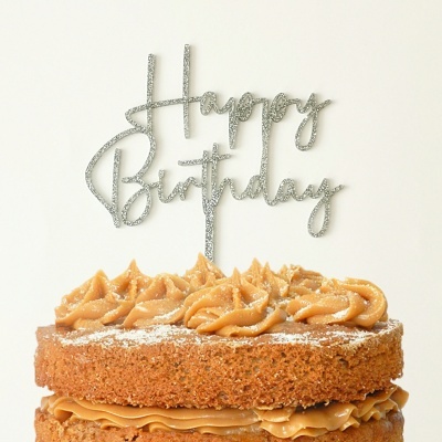 Topo Bolo Happy Birthday Letra 1 Acrilico Glitter