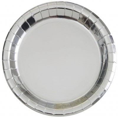 Pratos Prateados Metálico Lisos Grandes
