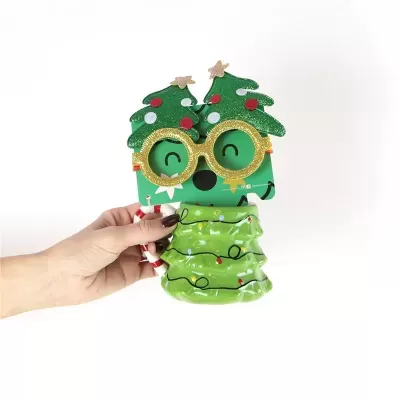 Caneca de Natal Arvore de Natal + Óculos