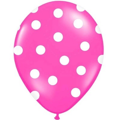 Conj. 6 Balões Bolinhas Rosa Forte