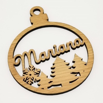 Bola Natal Recortada MDF Pinheiro