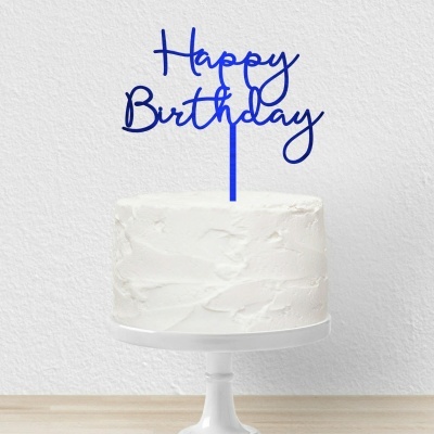 Topo Bolo Happy Birthday Letra 5 Acrilico