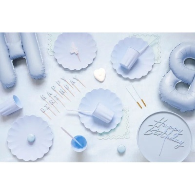 Topo Happy Birthday Azul Claro Acrílico