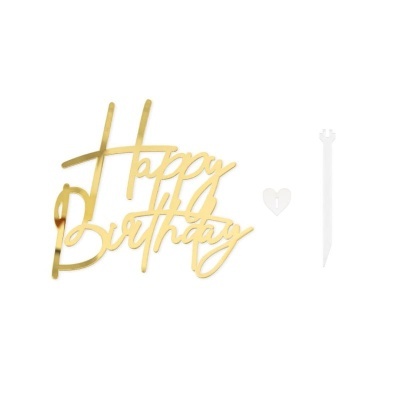 Front Topper Happy Birthday Dourado