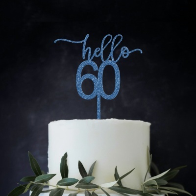 Topo Bolo Hello 60 Acrilico Glitter