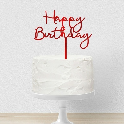 Topo Bolo Happy Birthday Letra 5 Acrilico