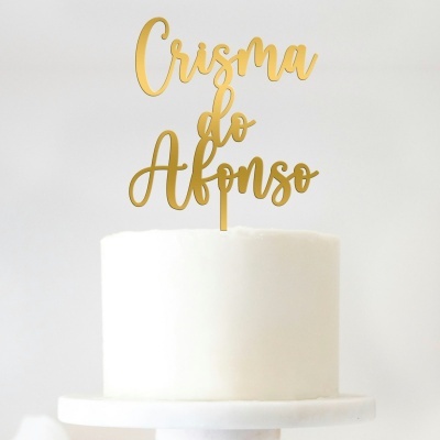 Topo Bolo Crisma Acrílico