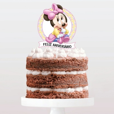 Topo Bolo Simples Minnie Baby