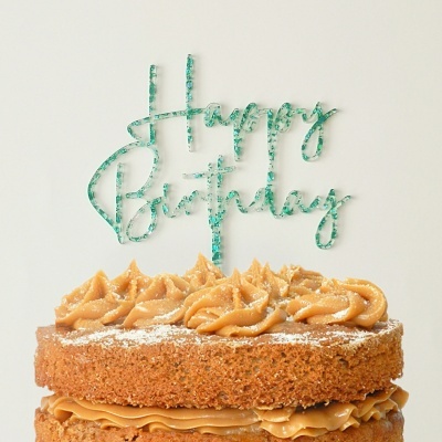 Topo Bolo Happy Birthday Letra 1 Acrilico Confetis