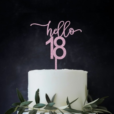 Topo Bolo Hello 18 Acrilico Glitter