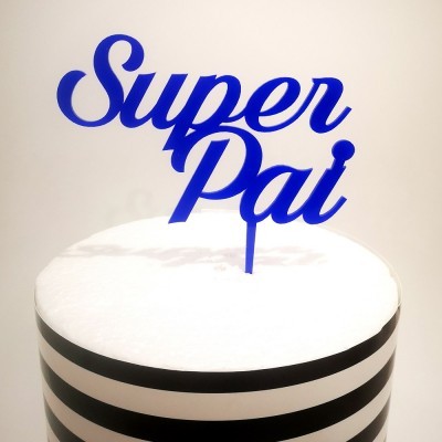 Topo Bolo Super Pai Azul