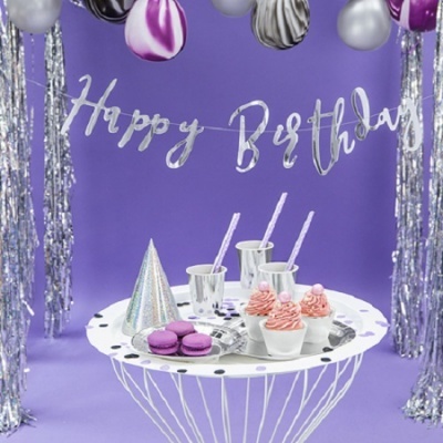 Grinalda Happy Birthday Prateada