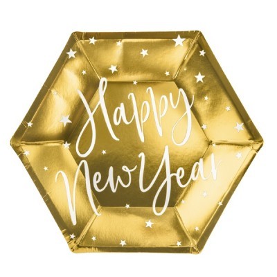 Pratos Dourado Happy New Year