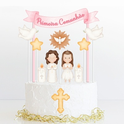 Topo Bolo Primeira Comunhão Menina