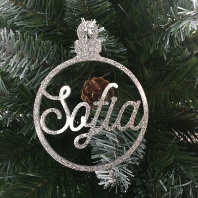 Bola Natal Recortada Prateada Glitter