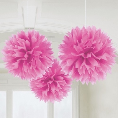 Conj. 3 Pompons Grandes Rosa