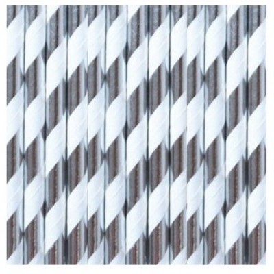 Palhinhas Prata Metálico -  Conj. 10