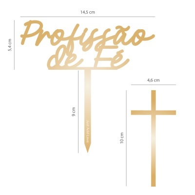 Topo Bolo Profissão de Fé + Cruz