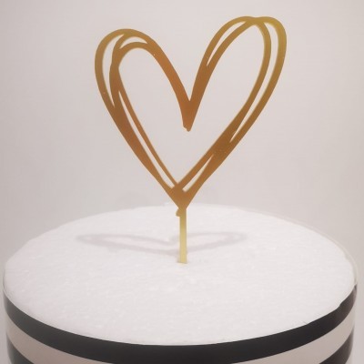 Topo Bolo Coração Dourado