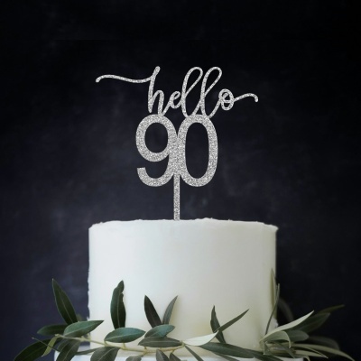 Topo Bolo Hello 90 Acrilico Glitter