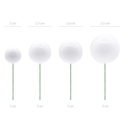 Toppers Bolas Brancas - conj.20
