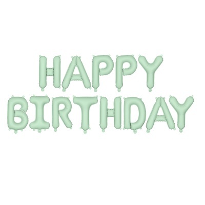 Balões Happy Birthday Verde Pastel