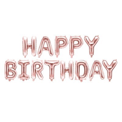 Balões Happy Birthday Rose Gold