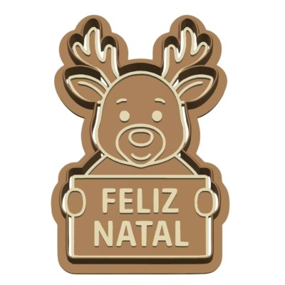 Cortador c/ Carimbo Feliz Natal Rena