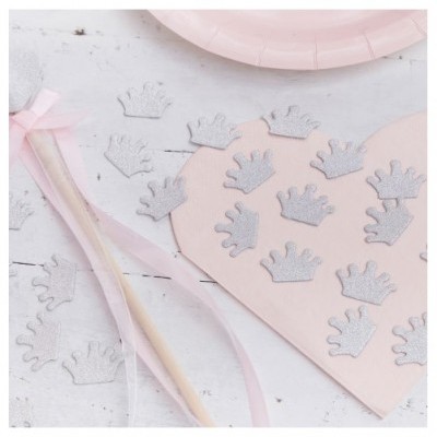 Confetis Coroas Prateadas Glitter