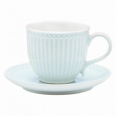 Conj. Chávena e Pires Azul Clara Greengate