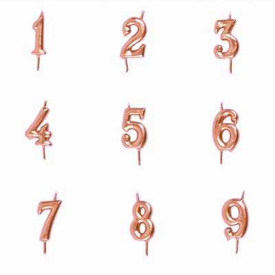 Vela Número Artesanal Rose Gold