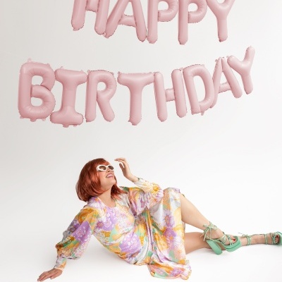 Balões Happy Birthday Rosa Pastel