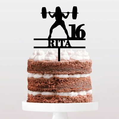 Topo Bolo Ginásio Crossfit Mulher Nome e Idade