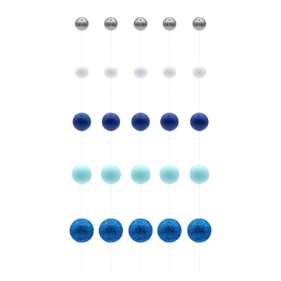 Toppers Bolas Azul e Prata - conj.20