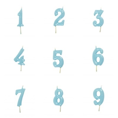 Vela Número Artesanal Azul Pastel