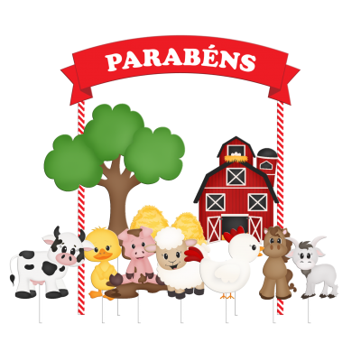 Topo Bolo Animais da Quinta