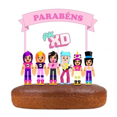 Topo Bolo PK XD Rosa