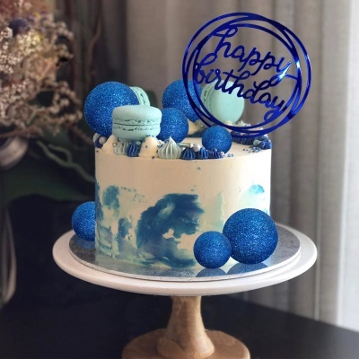 Toppers Bolas Azul e Prata - conj.20